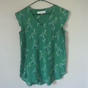 Loft - Floral Green Blouse - Small